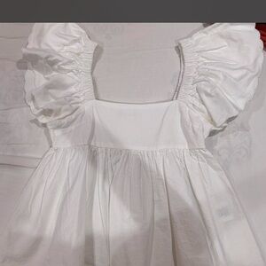 Altered state White puff sleeve babydoll top with ruched details Size S